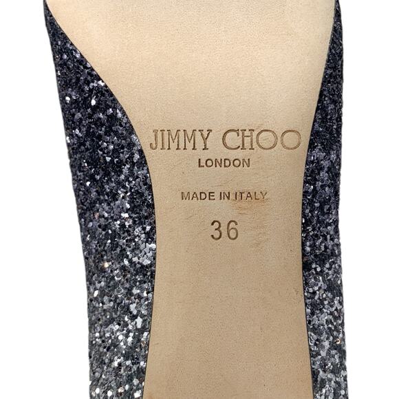 Jimmy Choo Romy 85 Fireball Navy Silver Ombre Glitter Pointed Toe Stiletto Pumps - Picture 8 of 10